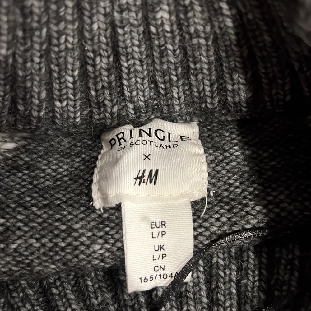 H&M PRINGLE of Scotland argyle sweater size L , 6%wool oversized fit - Picture 4 of 8